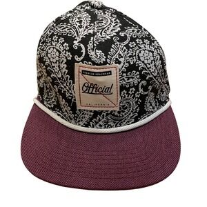 Official Premium Headwear Paisley Strapback Hat Adjustable Black Purple‎